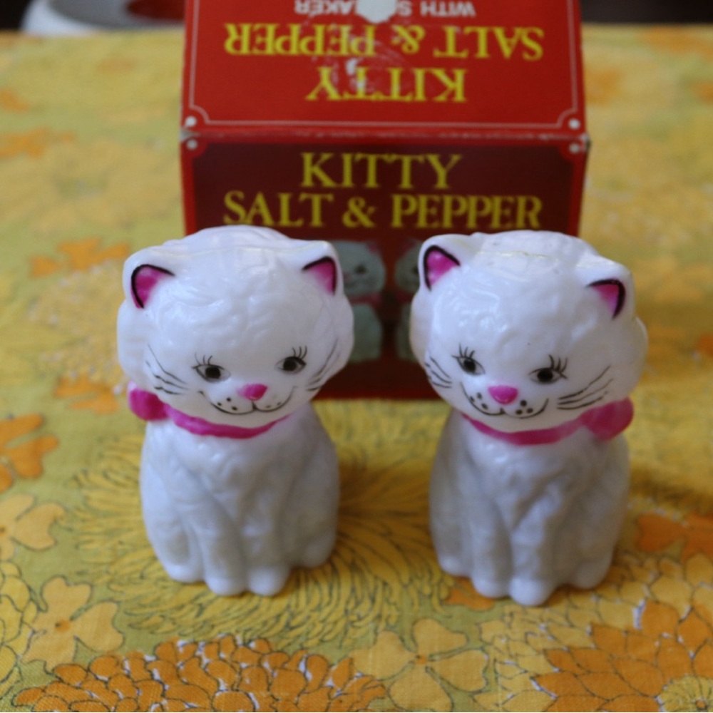 VTG cat salt & pepper shakers w/ box